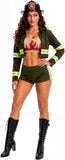 4 PCS Firefighter Costume for Women, Olive Green Halloween Costumes