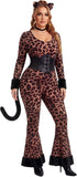 Leopard Costume for Women, 4PCS Animal Print Jumpsuit