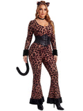 Leopard Costume for Women, 4PCS Animal Print Jumpsuit