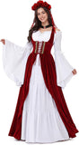 Renaissance Festival Costumes for Women, 4 PCS Medieval Dress Set