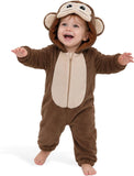 Toddler Brown Monkey Costume for Girls & Boys - 3D Hooded Animal Jumpsuit for Halloween Party