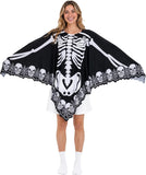 Halloween Skeleton Costumes Poncho for Women Adult