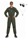 Mens Halloween Fligter Jet Pilot Cosutme Jumpsuit for Adults