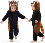 Toddler Red Panda Costume for Girls & Boys - 3D Hooded Animal Jumpsuit for Halloween Party