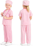 Kids Doctor Costume for Halloween – Medical Scrubs Dress Up Outfit with Lab Coat and Surgical Cap