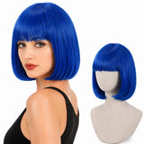 Short Royal Blue Bob Wig with Bangs for Women