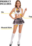 Women 3 PCS Plaid Roleplay Schoolgirl Costume Set