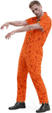 Adult Orange Zombie Prisoner Costume for Men Women Radiation Inmate Jumpsuit for Halloween Horror Cosplay Party