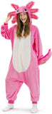 Adult Axolotl Onesie Costume - 3D Hooded Animal One-Piece Pajama for Halloween Men Women