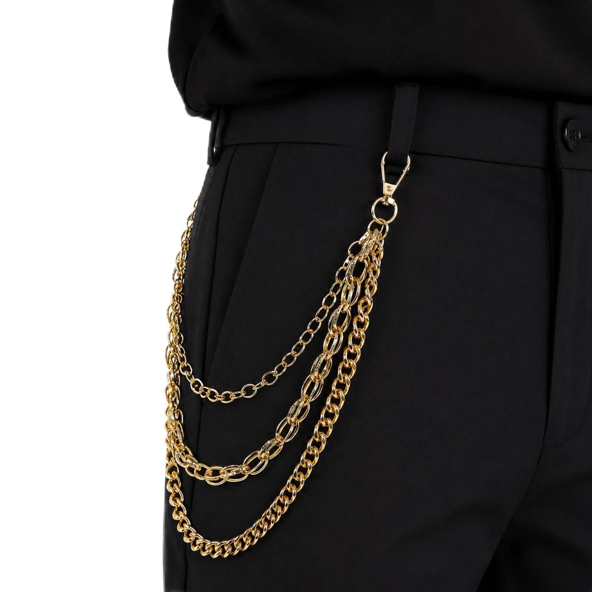 Hip Hop Chain Belt for Men Women, Triple Layer Pants Chain