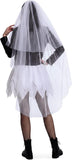 Gothic Bride Costume Women, 3PCS Dark Wedding Halloween Costumes with Studded Faux Leather Biker Jacket