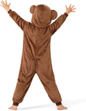 Kids Monkey Costume for Girls & Boys - 3D Hooded Animal Jumpsuit Costume for Halloween Party