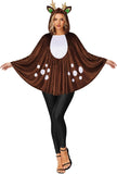 Womens Brown Deer Costume Hooded Spotted Fawn Poncho Cape