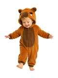 Toddler Brown Capybara Costume for Halloween with 3D Hood and Elastic Cuffs