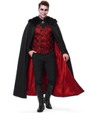 Men's Victorian Gothic Vampire Costume, Halloween Dress-Up Outfit with Cape and Accessories