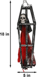 2-Piece Halloween Coffin Cage Skeleton Hanging Decor, Red