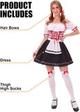 3 PCS Oktoberfest Dirndl Dress for Women, Red Gingham Bavarian Beer Girl Costume Halloween Costume