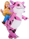 Inflatable Axolotl Costume Kids, Funny Ride-on Blow Up Outfit