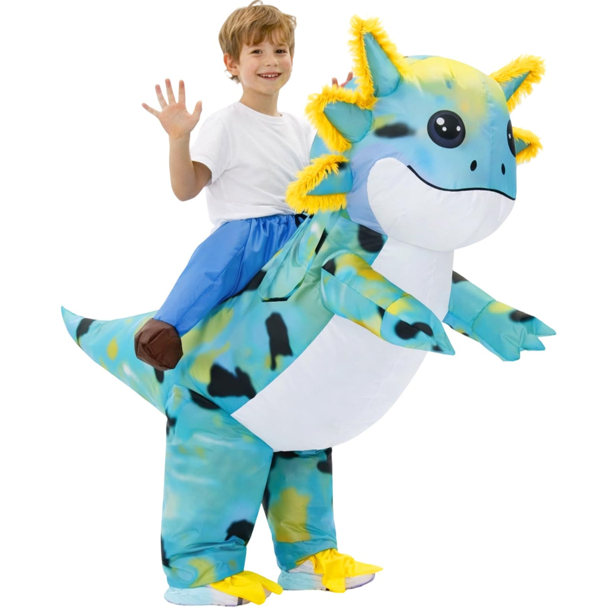 Inflatable Axolotl Costume Kids, Funny Ride-on Blow Up Outfit