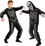 Kids Skeleton Costume for Girls & Boys - 3D Hooded Animal Jumpsuit Costume for Halloween Party