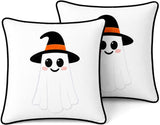 Halloween Pillow Covers 18x18 Set of 2, Witch Hat Ghost Cases