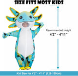 Inflatable Axolotl Costume for Kids, Blow Up Halloween Outfit