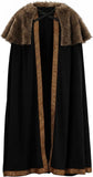 Viking Fur Cloak for Adults, Black Cape with Shoulder Trim