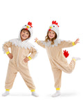 Kids Chicken Costume for Girls & Boys - 3D Hooded Rooster Jumpsuit Costume for Halloween Party