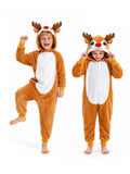 Kids Reindeer Costume for Girls & Boys - 3D Hooded Animal Jumpsuit Costume for Halloween & Christmas Party