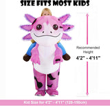 Inflatable Axolotl Costume Kids, Funny Ride-on Blow Up Outfit