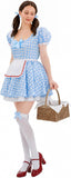 Blue Gingham Country Girl Halloween Costumes for Women, 2 PCS Checkered Apron Dress with Thigh High Bow Socks
