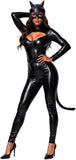 Cat Costume for Women Black Fullbody Catsuit Halloween Cosplay Deluxe Costume
