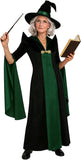 Witches Costumes for Women, 3PCS Gothic Witch Dress | Women witches costumes with pointed hat and glasses, classic black & green wizard professor cosplay gown
