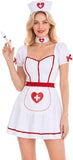 5 PCS Women's White Nurse Costume, Cute Halloween Outfit Adult