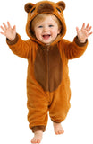 Toddler Brown Capybara Costume for Halloween with 3D Hood and Elastic Cuffs