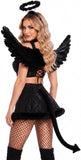 5 PCS Womens Fallen Angel Costume Set Halloween Cosplay Outfits