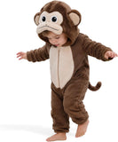 Toddler Brown Monkey Costume for Girls & Boys - 3D Hooded Animal Jumpsuit for Halloween Party