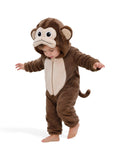 Toddler Brown Monkey Costume for Girls & Boys - 3D Hooded Animal Jumpsuit for Halloween Party