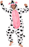 Adult Cow Onesie Costume - 3D Hooded Animal One-Piece Pajama for Halloween Men Women