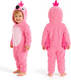 Toddler Flamingo Costume for Girls & Boys - 3D Hooded Animal Jumpsuit for Halloween Party
