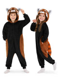 Kids Red Panda Costume for Girls & Boys - 3D Hooded Animal Jumpsuit Costume for Halloween Party