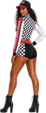 3 PCS Womens Race Car Driver Costume Checkered Racing Girl Set