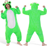 Adult Frog Onesie Costume - 3D Hooded Animal One-Piece Pajama for Halloween Men Women