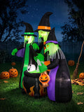 8FT Halloween Inflatable Witch Outdoor Decoration, Blow Up Yard Decor with Built-in LEDs, Witches with Cauldron for Lawn, Garden, Party
