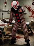 Men's Scary Clown Costume, Vintage Striped Circus Jumpsuit and Mask for Halloween