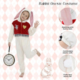 Kids White Rabbit Costume for Girls & Boys - 3D Hooded Animal Jumpsuit for Halloween Party