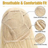Short Blonde Bob Inward Curl Wig with Bangs for Women