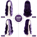Halloween Long Purple Wavy Wigs for Women