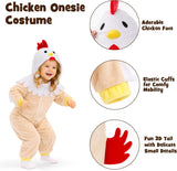 Toddler Beige Chicken Costume for Girls & Boys - 3D Hooded Animal Jumpsuit for Halloween Party