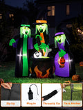 8FT Halloween Inflatable Witch Outdoor Decoration, Blow Up Yard Decor with Built-in LEDs, Witches with Cauldron for Lawn, Garden, Party